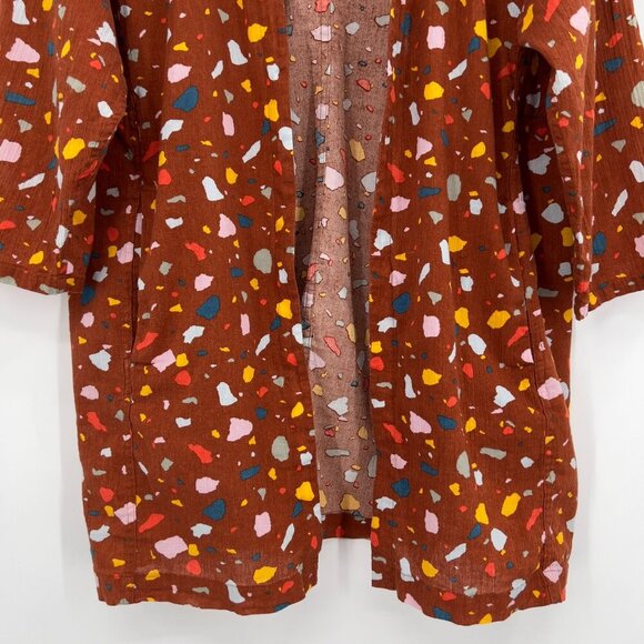 Madewell Short Robe Jacket Terazzo Bunt Umber Open Front Kimono Jacket Small - Picture 4 of 11